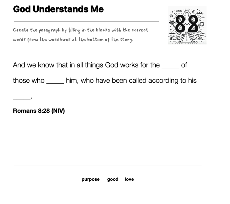 God Understands Me Fill in the Blank